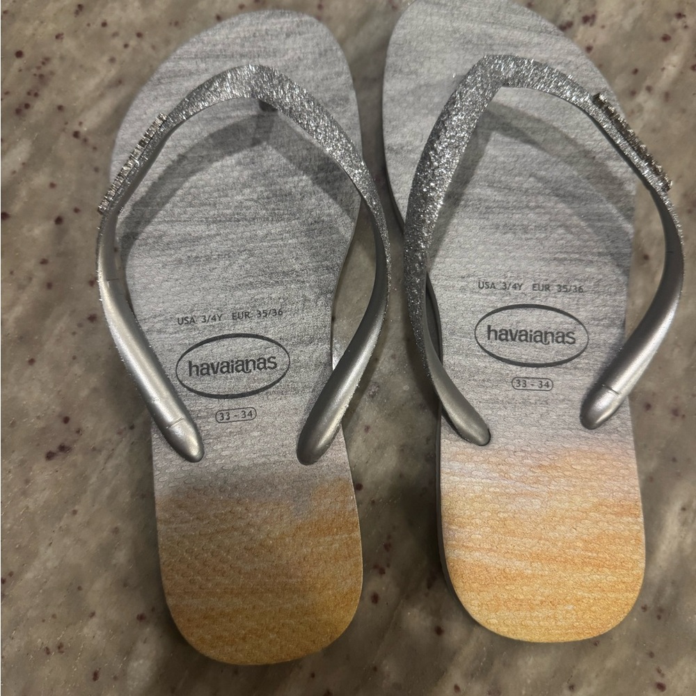 Havaianas Silver and Yellow Gradient Sandals